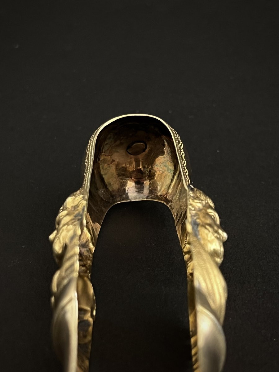 Vermeil Sugar Tongs With Sculptor's Bust - Michelangelo ? Restoration Period, 19th Century-photo-1