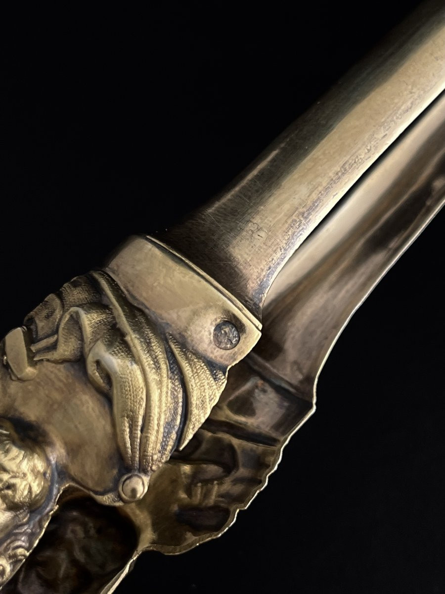 Vermeil Sugar Tongs With Sculptor's Bust - Michelangelo ? Restoration Period, 19th Century-photo-5