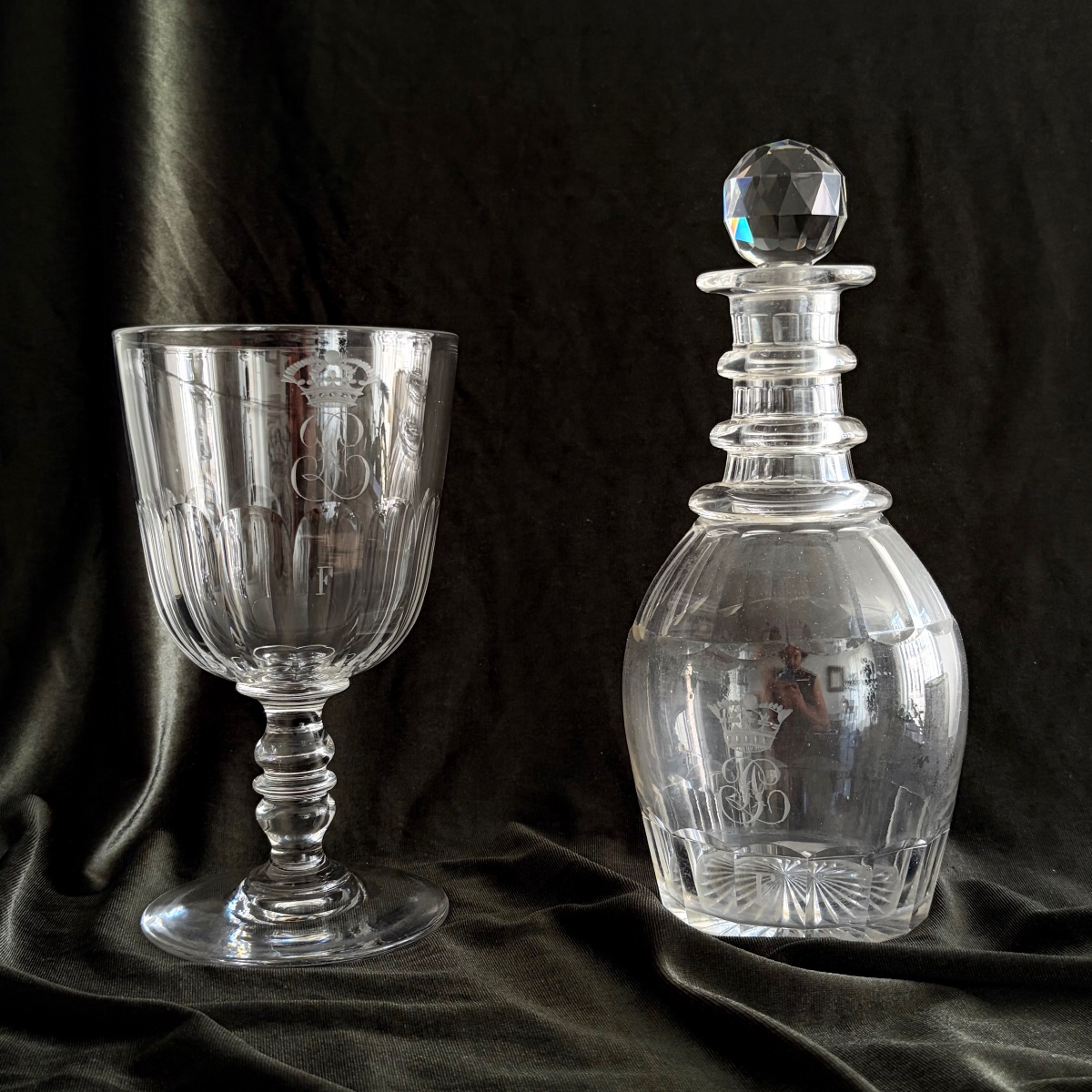 Verre à bière du roi Louis-Philippe au Château de Fontainebleau - XIXe -photo-3