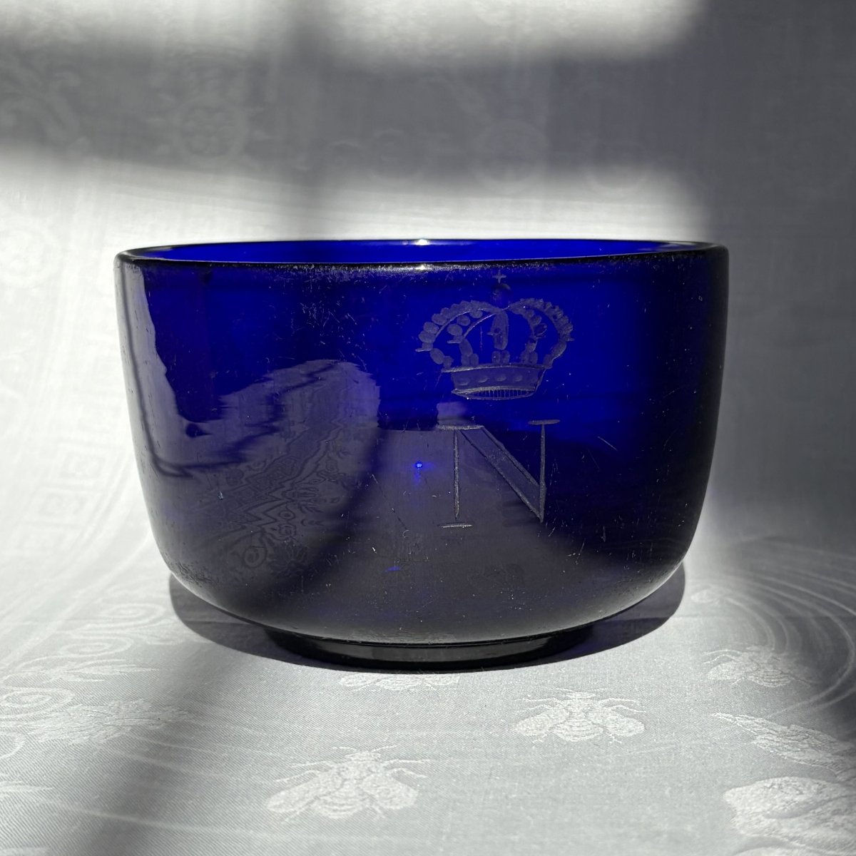 Rince-doigts du service de l'Empereur Napoléon III en cristal de Baccarat gravé au chiffre-photo-2