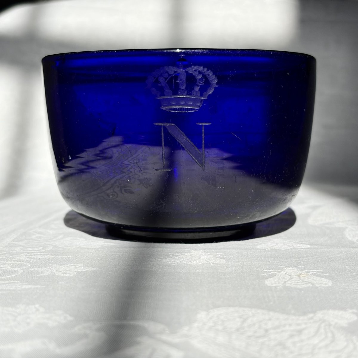 Rince-doigts du service de l'Empereur Napoléon III en cristal de Baccarat gravé au chiffre-photo-1
