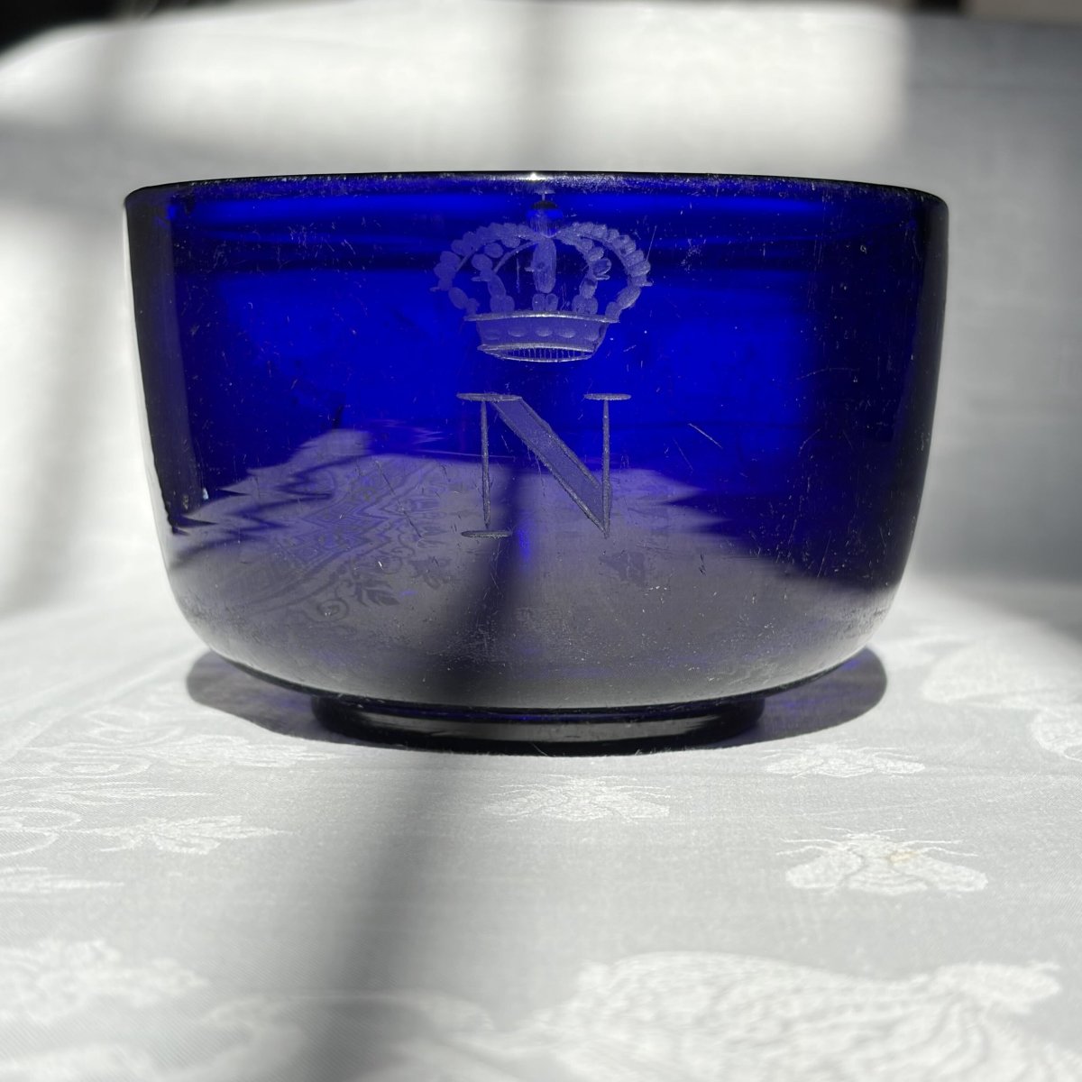 Rince-doigts du service de l'Empereur Napoléon III en cristal de Baccarat gravé au chiffre