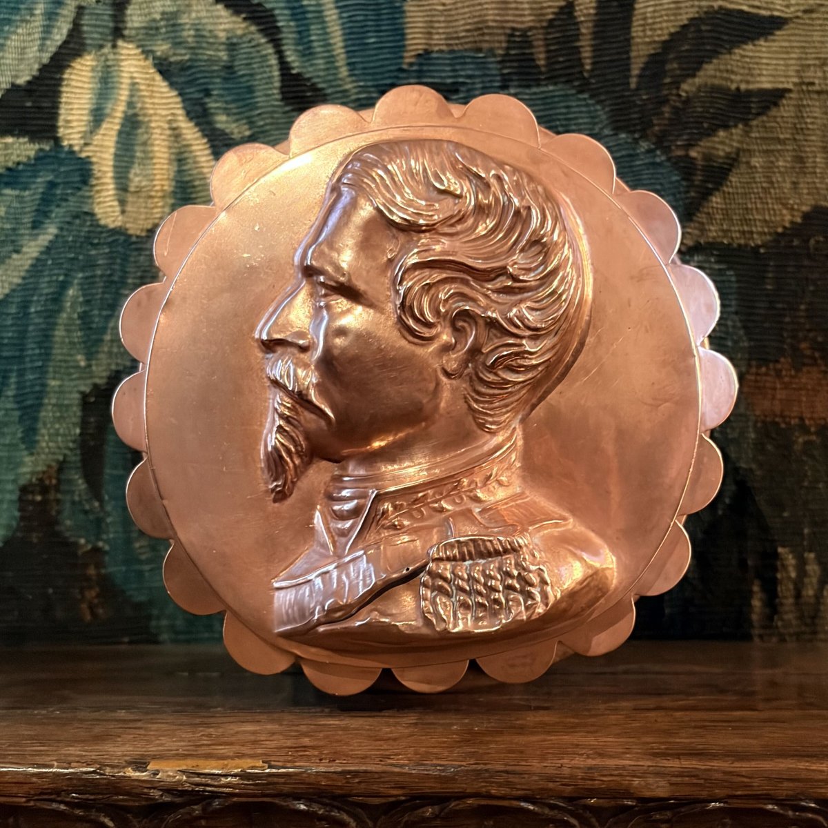 Copper Mold Featuring The Profile Of Emperor Napoleon III, Second Empire Period-photo-3