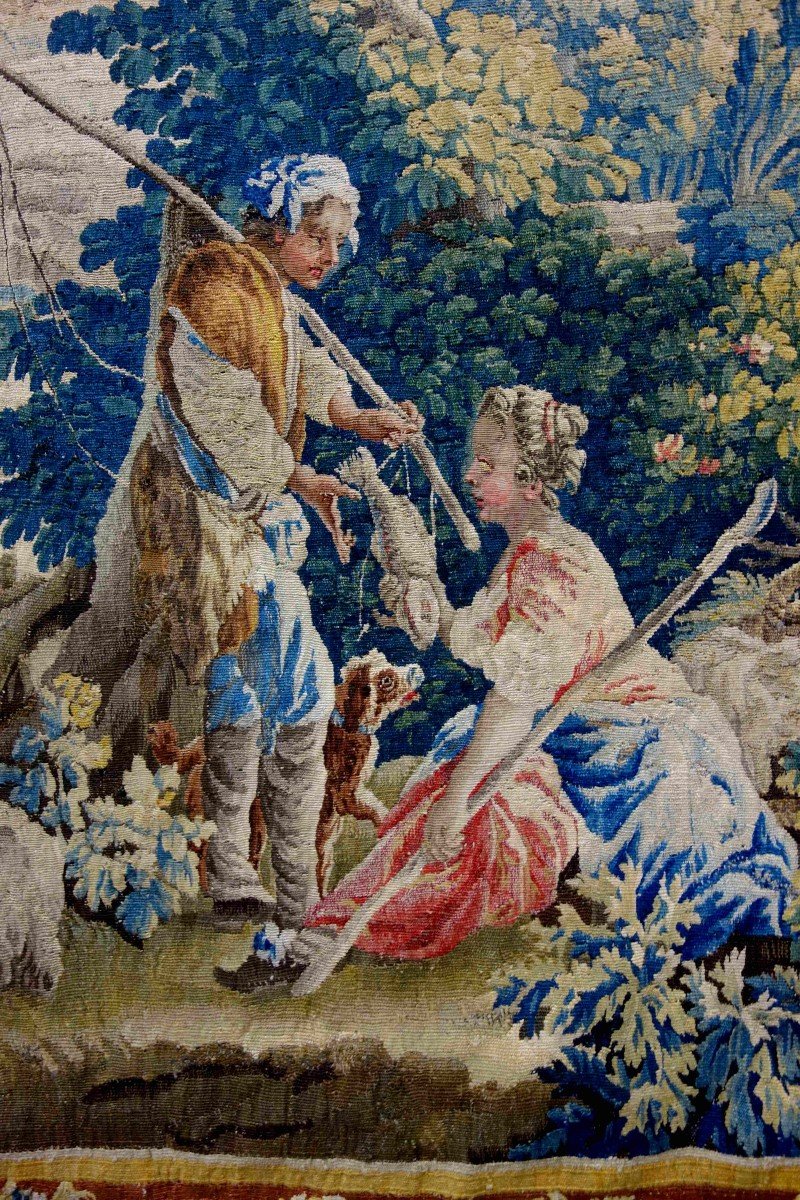 Large Aubusson Tapestry: Workshop Of Jean Dumonteil-photo-3