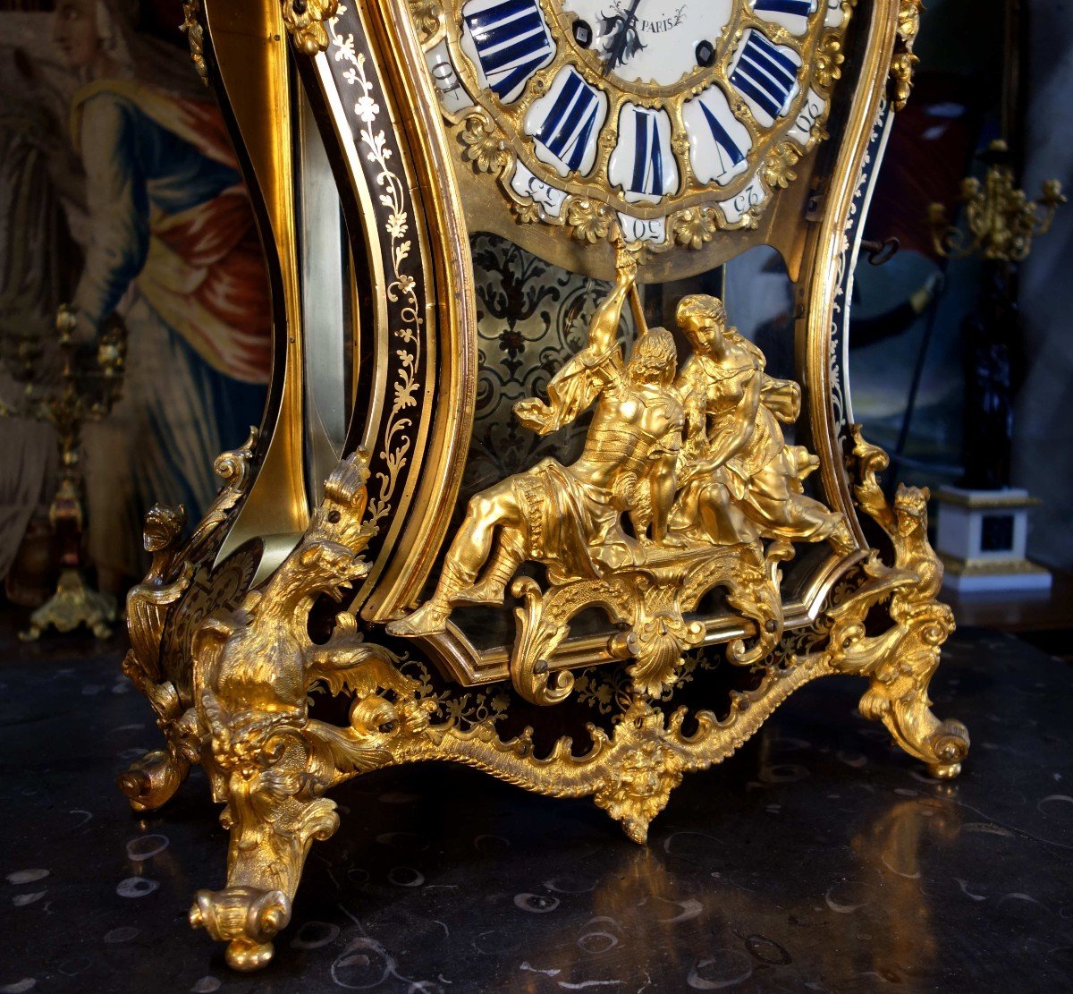 Large Cartel In Boulle Marquetry And Gilded Bronzes Signed Fardouelle, 160 Cm-photo-3