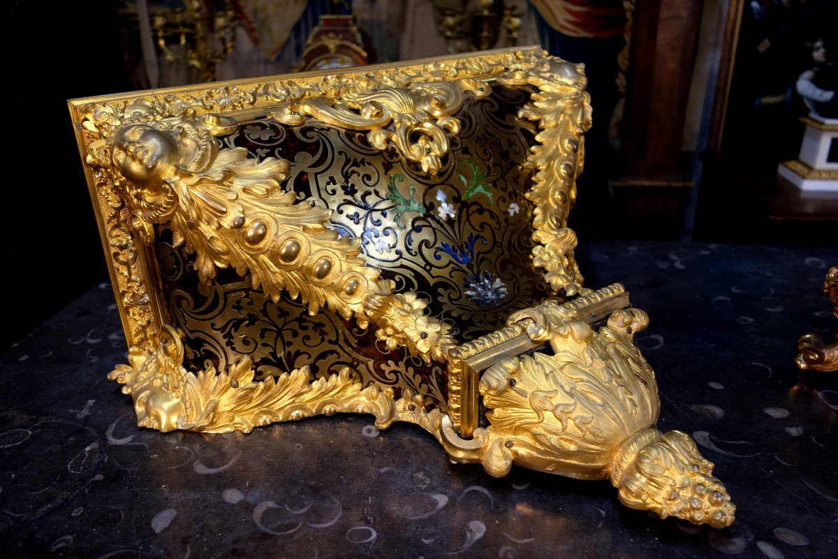 Large Cartel In Boulle Marquetry And Gilded Bronzes Signed Fardouelle, 160 Cm-photo-4