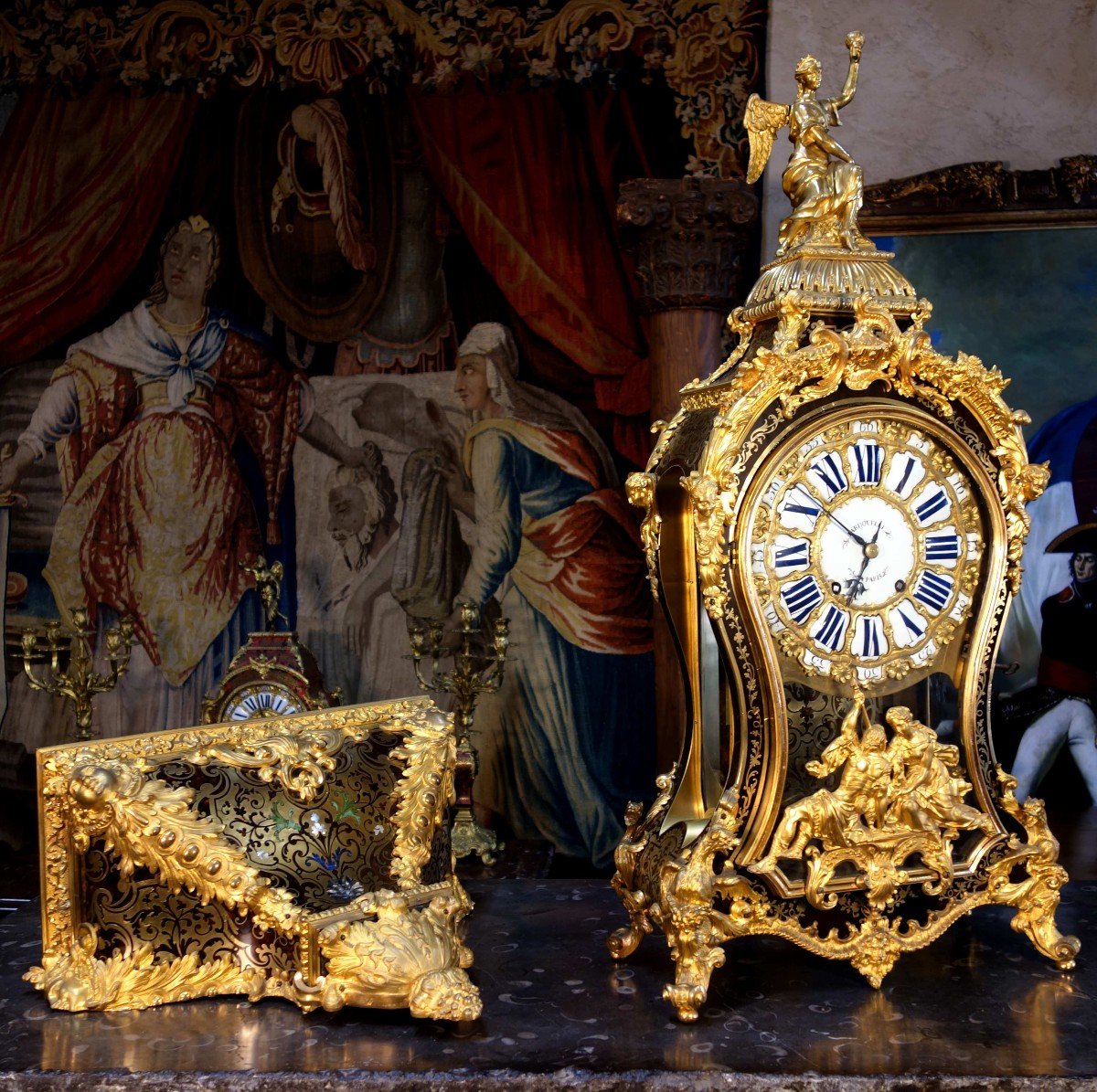 Large Cartel In Boulle Marquetry And Gilded Bronzes Signed Fardouelle, 160 Cm