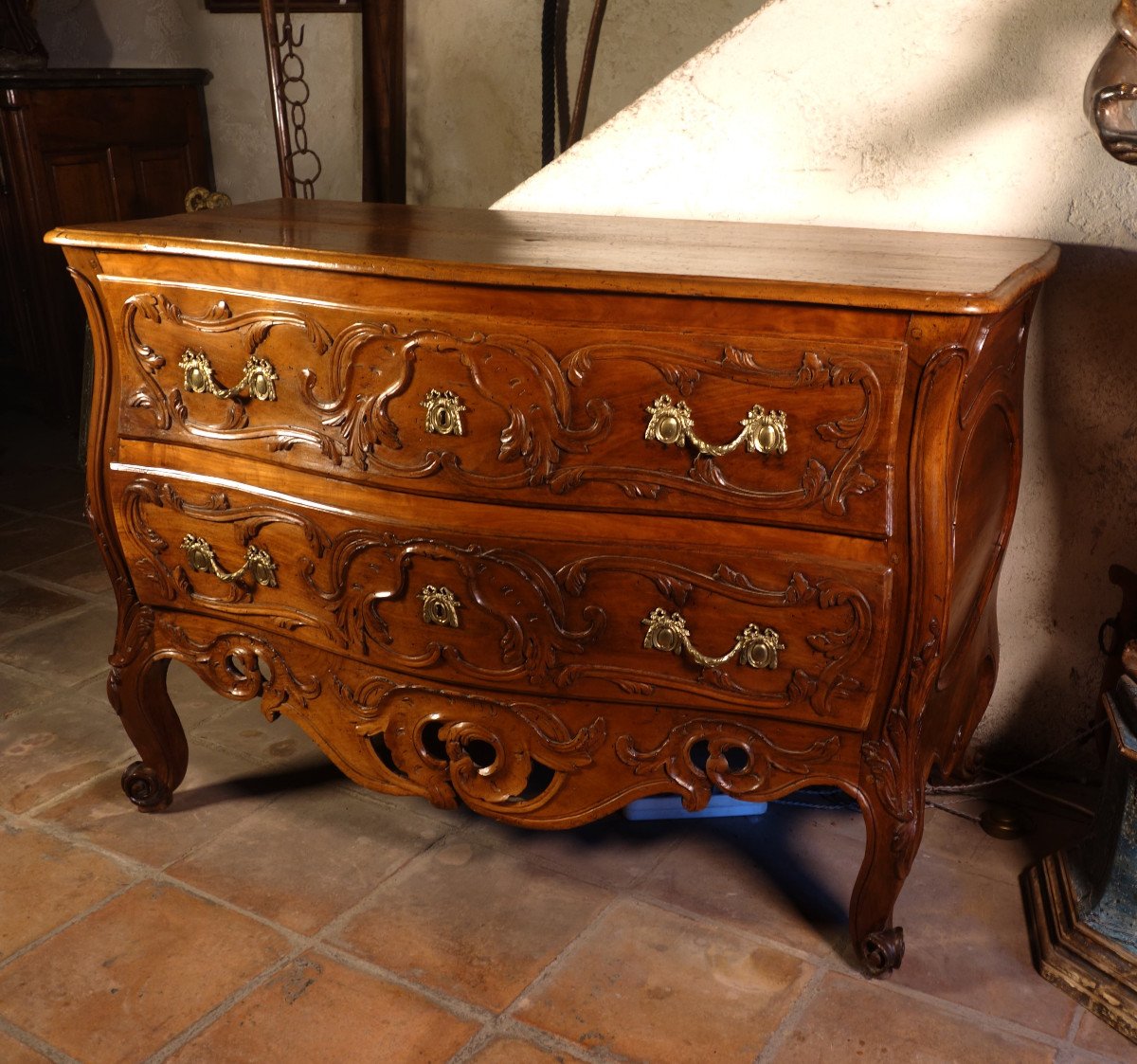 Commode Nîmes Tombeau In Solid Walnut, Provence Eighteenth Century-photo-2