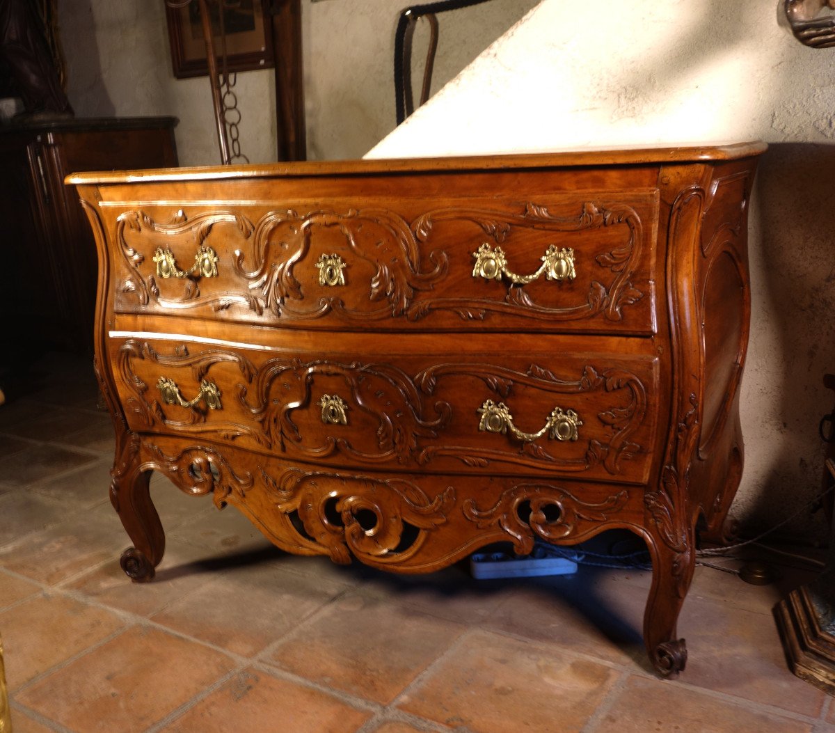 Commode Nîmes Tombeau In Solid Walnut, Provence Eighteenth Century-photo-3