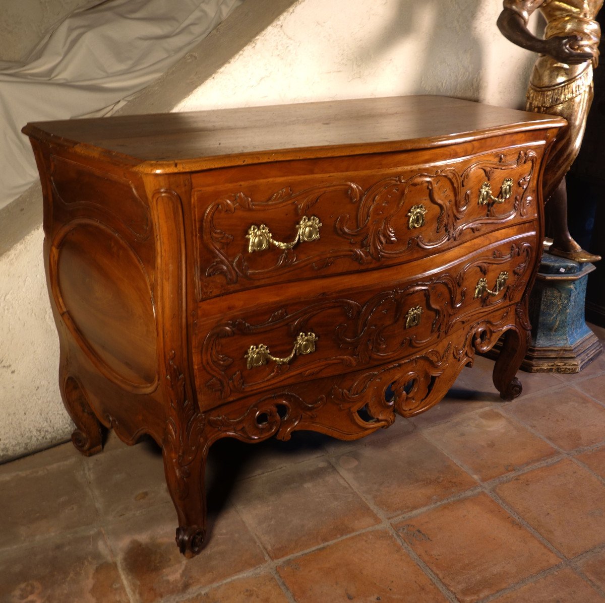 Commode Nîmes Tombeau In Solid Walnut, Provence Eighteenth Century-photo-1