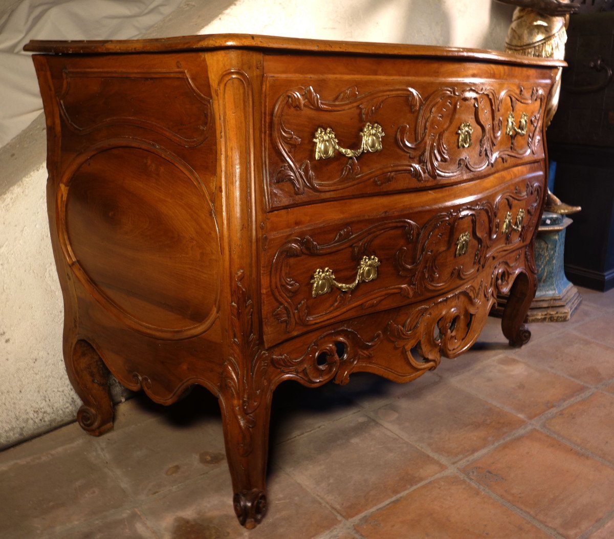 Commode Nîmes Tombeau In Solid Walnut, Provence Eighteenth Century-photo-2
