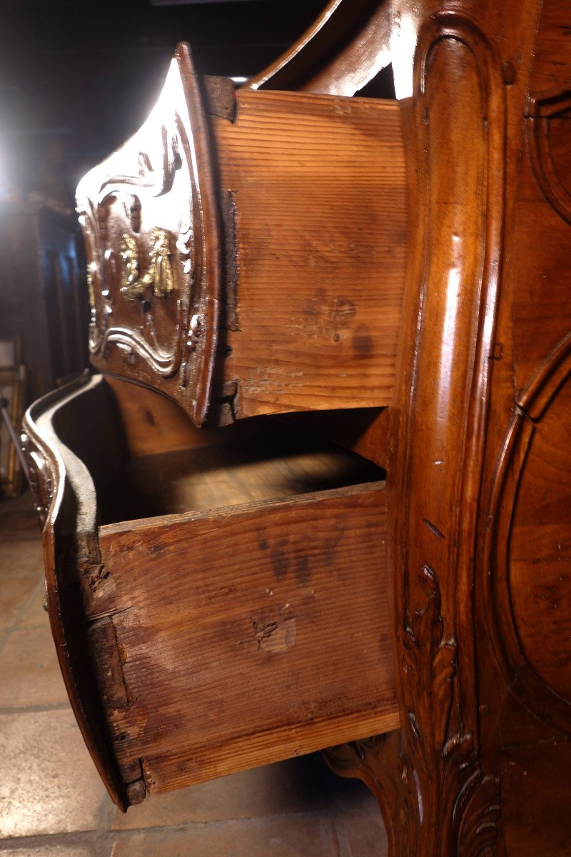 Commode Nîmes Tombeau In Solid Walnut, Provence Eighteenth Century-photo-3