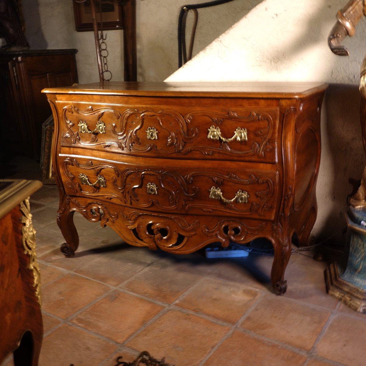 Commode Nîmes Tombeau In Solid Walnut, Provence Eighteenth Century-photo-5