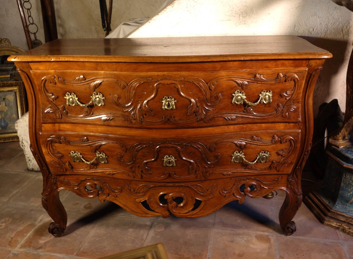 Commode Nîmes Tombeau In Solid Walnut, Provence Eighteenth Century-photo-8