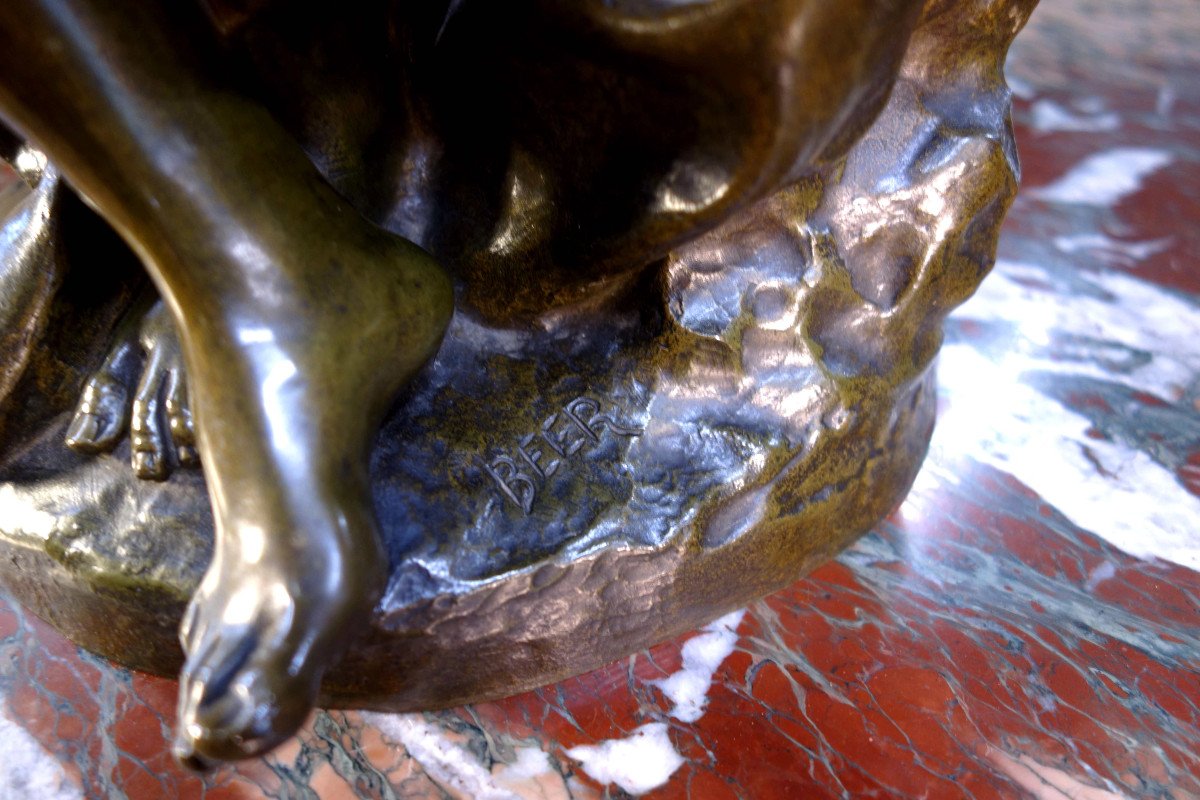 Bather Tying Her Hair – Bronze Signed Friedrich Beer-photo-7