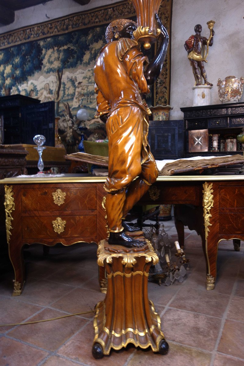 Large Nubian Wooden Torch Holder, 196 Cm-photo-1