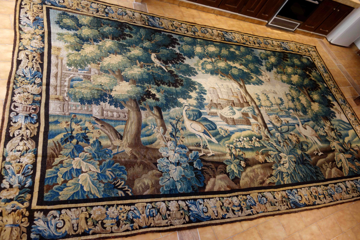 Tapisserie D’aubusson : Verdure Au Château, 5 Mètres Environ-photo-8