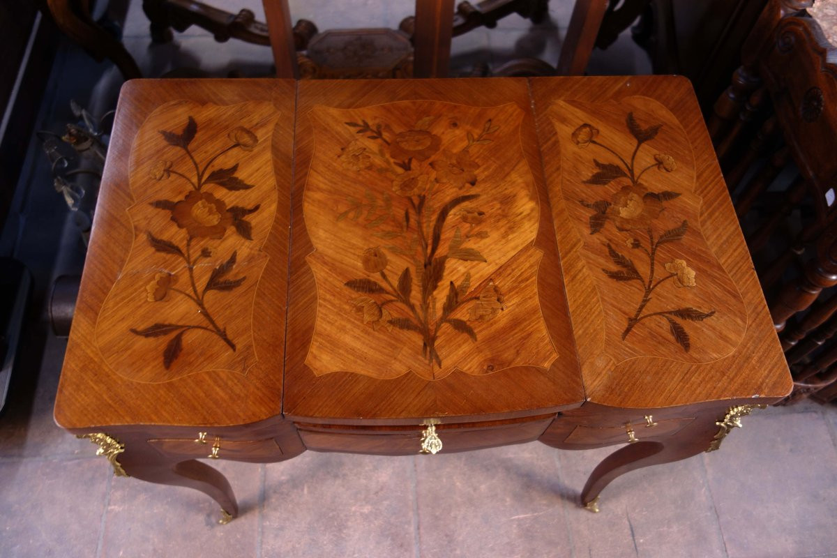Coiffeuse en marqueterie florale-photo-4