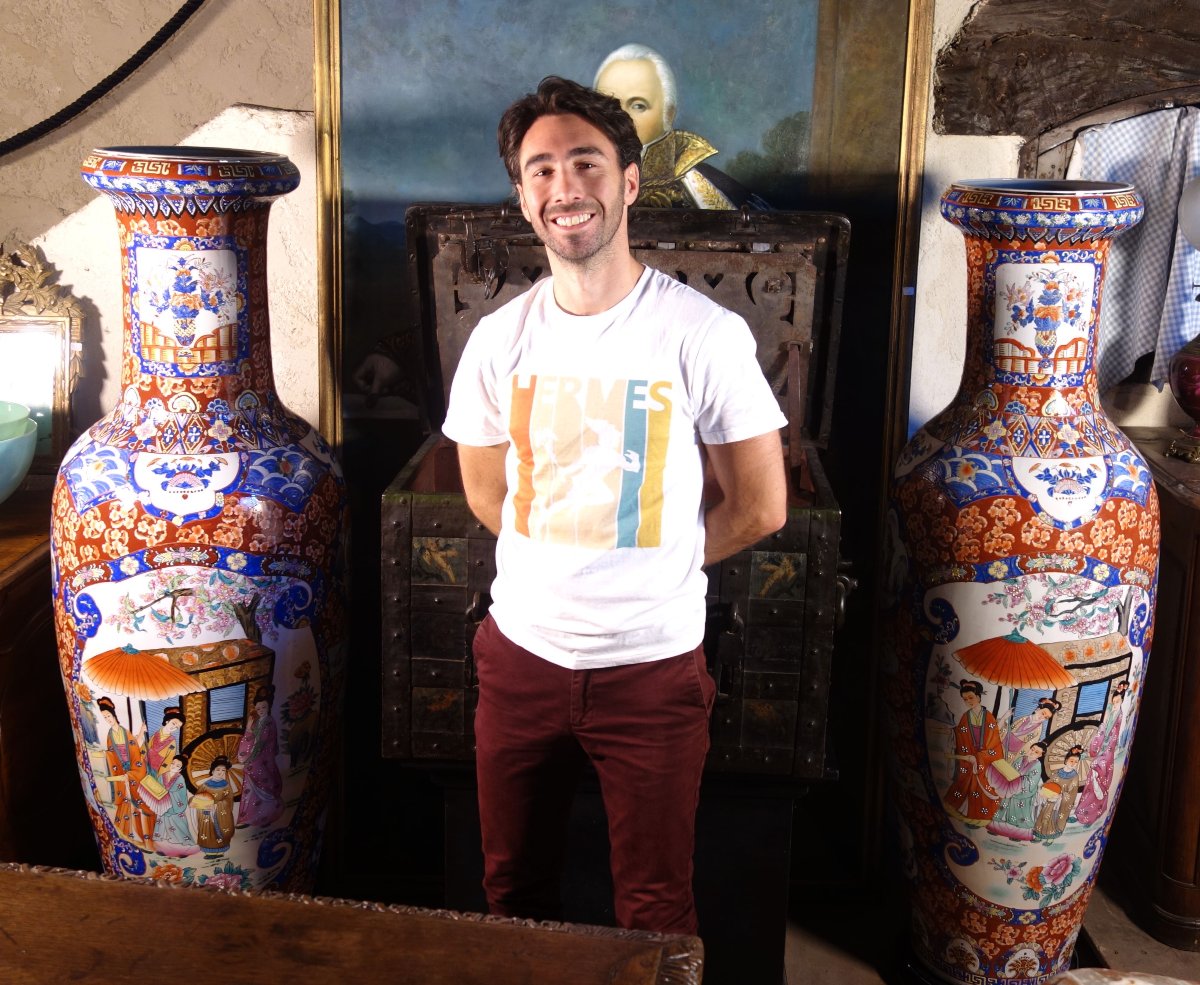 Large Pair Of Asian Vases, 165 Cm-photo-2