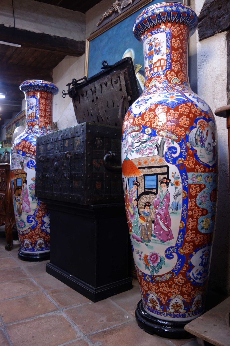 Large Pair Of Asian Vases, 165 Cm-photo-3