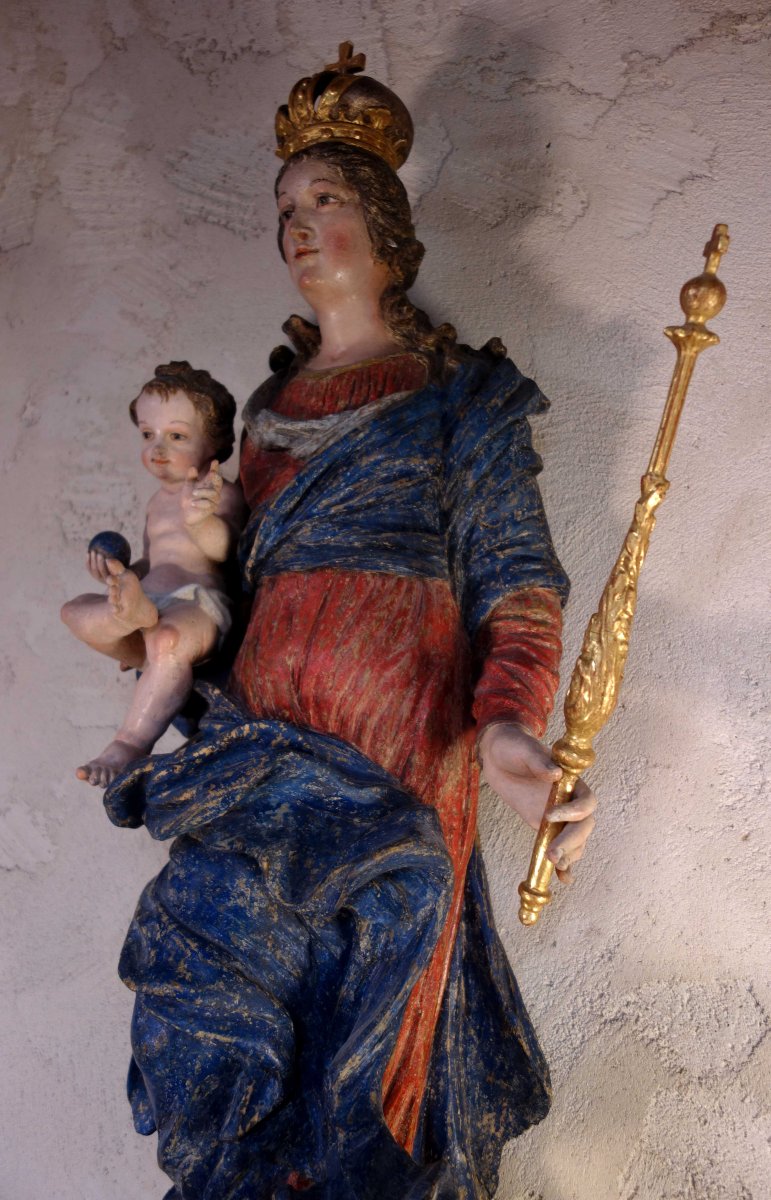 Immaculate Virgin, Carved From Polychrome Wood-photo-4