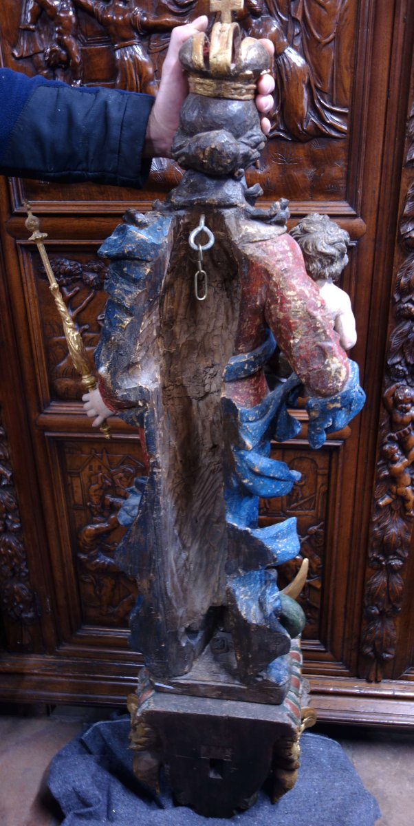 Immaculate Virgin, Carved From Polychrome Wood-photo-6