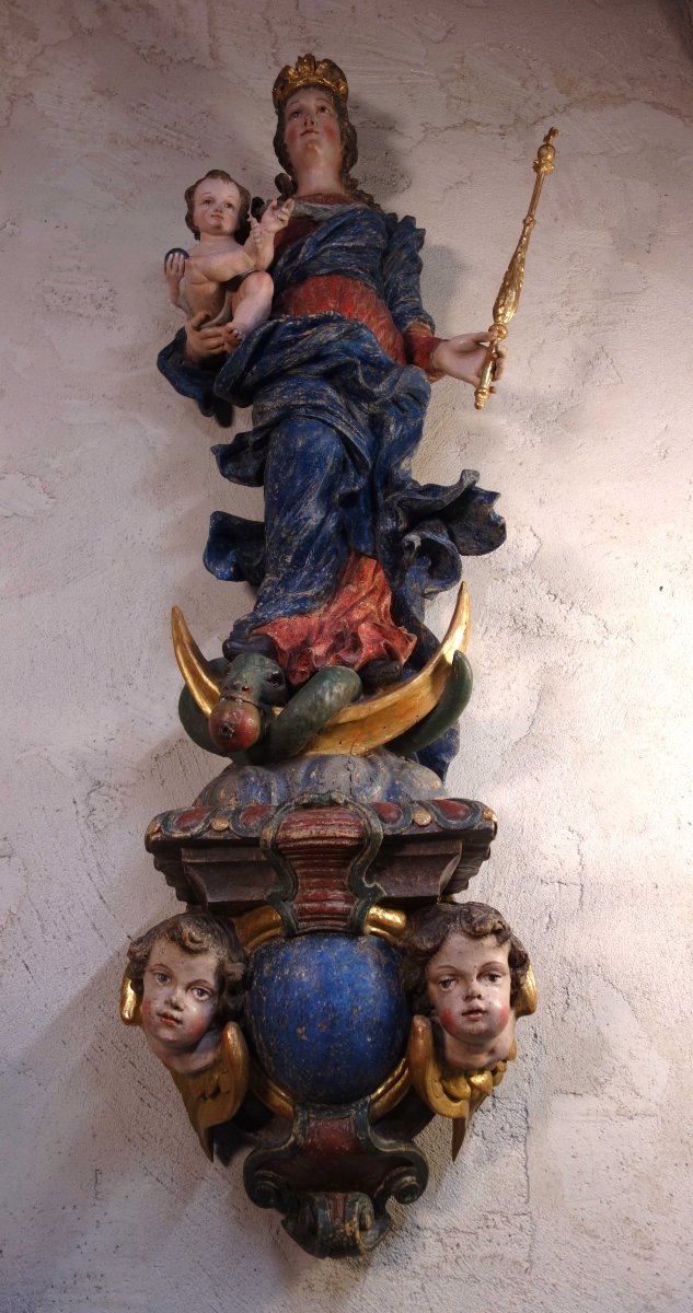 Immaculate Virgin, Carved From Polychrome Wood-photo-7