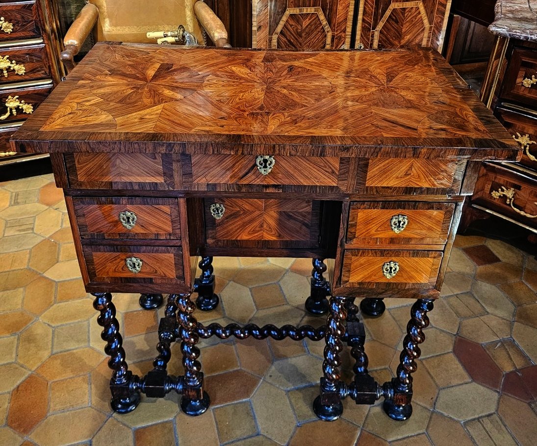 Bureau Mazarin d’alcôve à dessus brisé, époque Louis XIV-photo-2