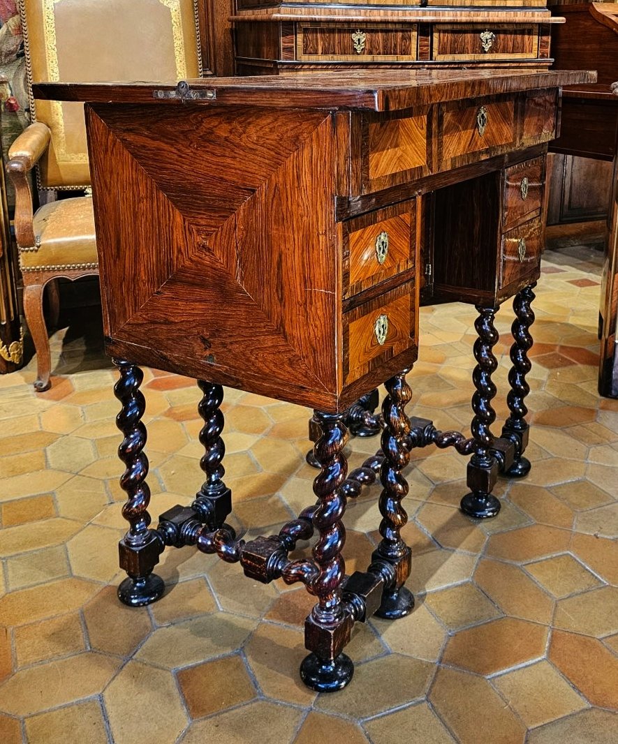 Bureau Mazarin d’alcôve à dessus brisé, époque Louis XIV-photo-3