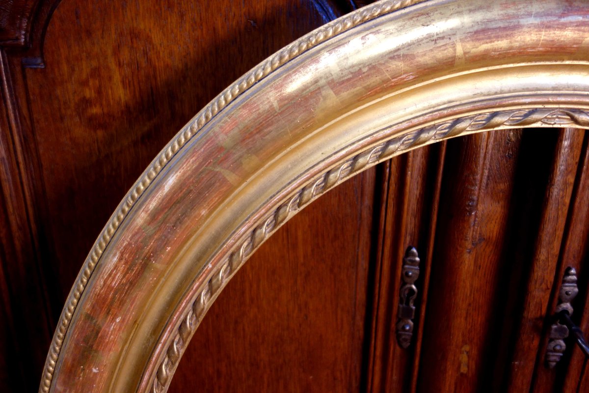 Oval Gilded Wooden Frame, Approximately One Meter-photo-3