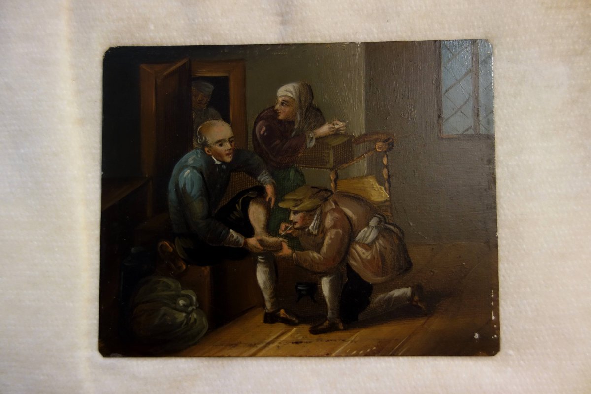 Peinture sur cuivre dans l’esprit de Teniers