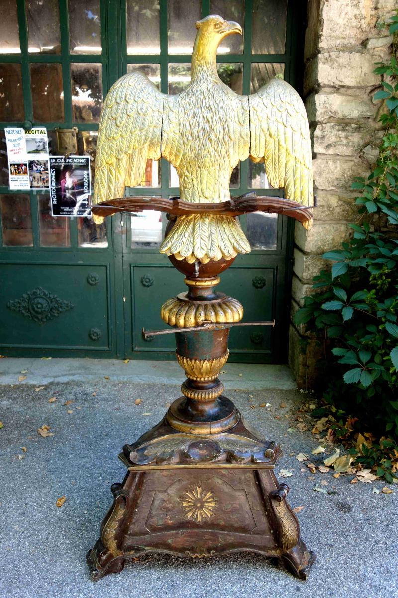 Large Lectern In The Golden Wood Eagle, Eighteenth Century-photo-5