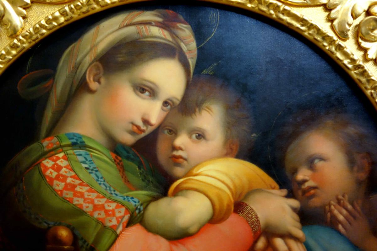 Signed Tondo: The Virgin On The Chair After Raphael, 1 Meter-photo-3