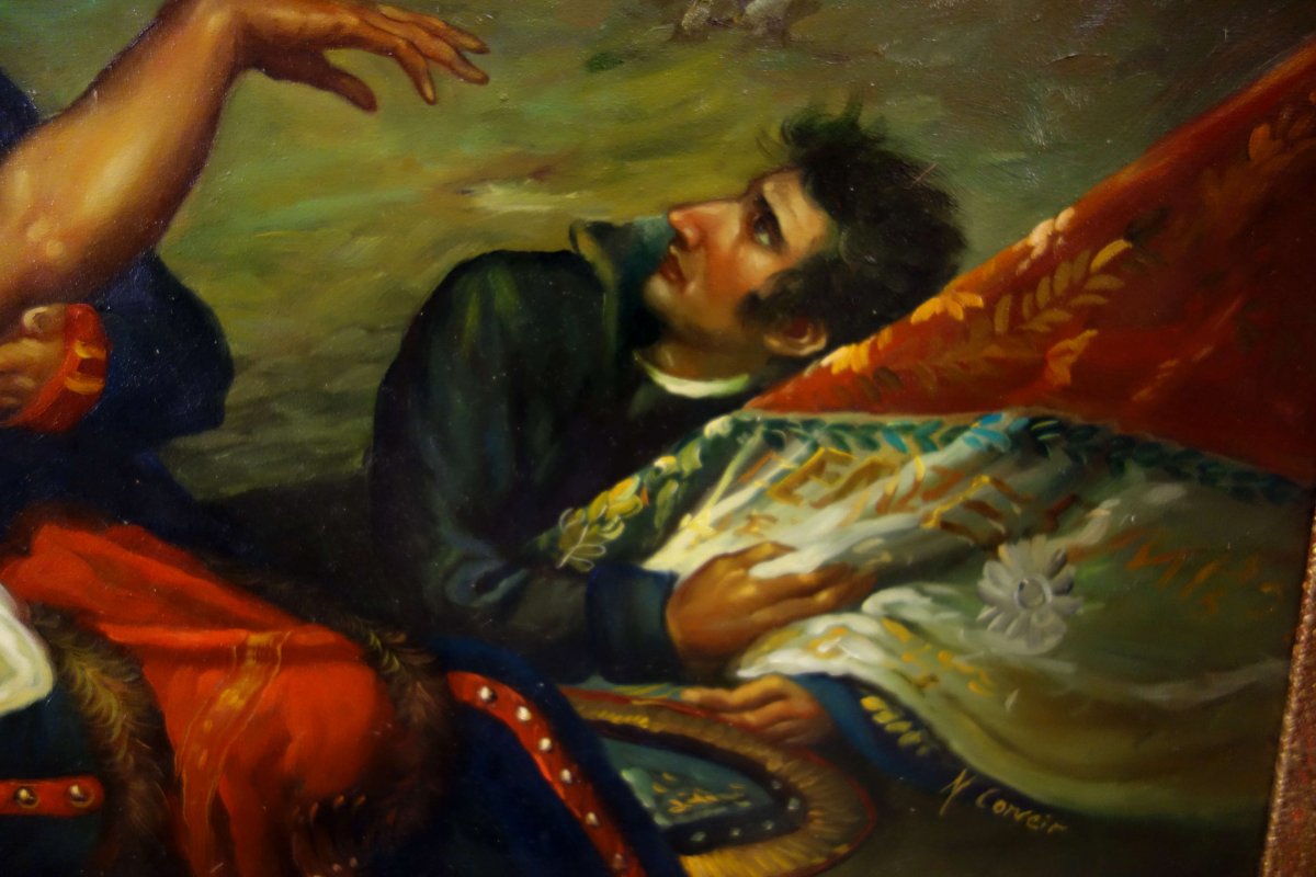 Charles Meynier (d’après) : Grand Tableau De Napoléon Après La Bataille D’essling, 160 Cm-photo-2