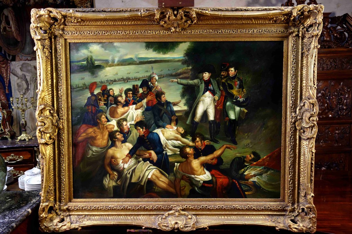 Charles Meynier (d’après) : Grand Tableau De Napoléon Après La Bataille D’essling, 160 Cm