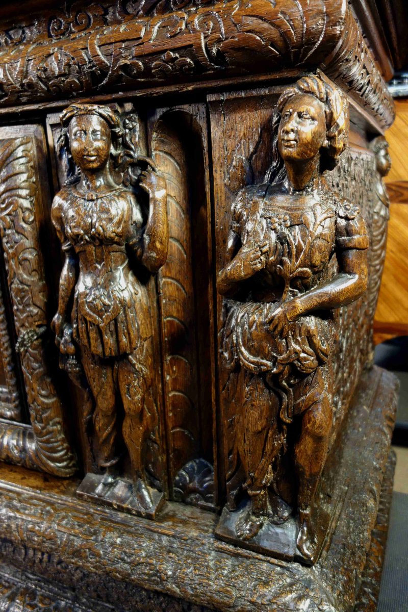 Grand Coffre Renaissance Aux Allégories Des Quatre Saisons-photo-2