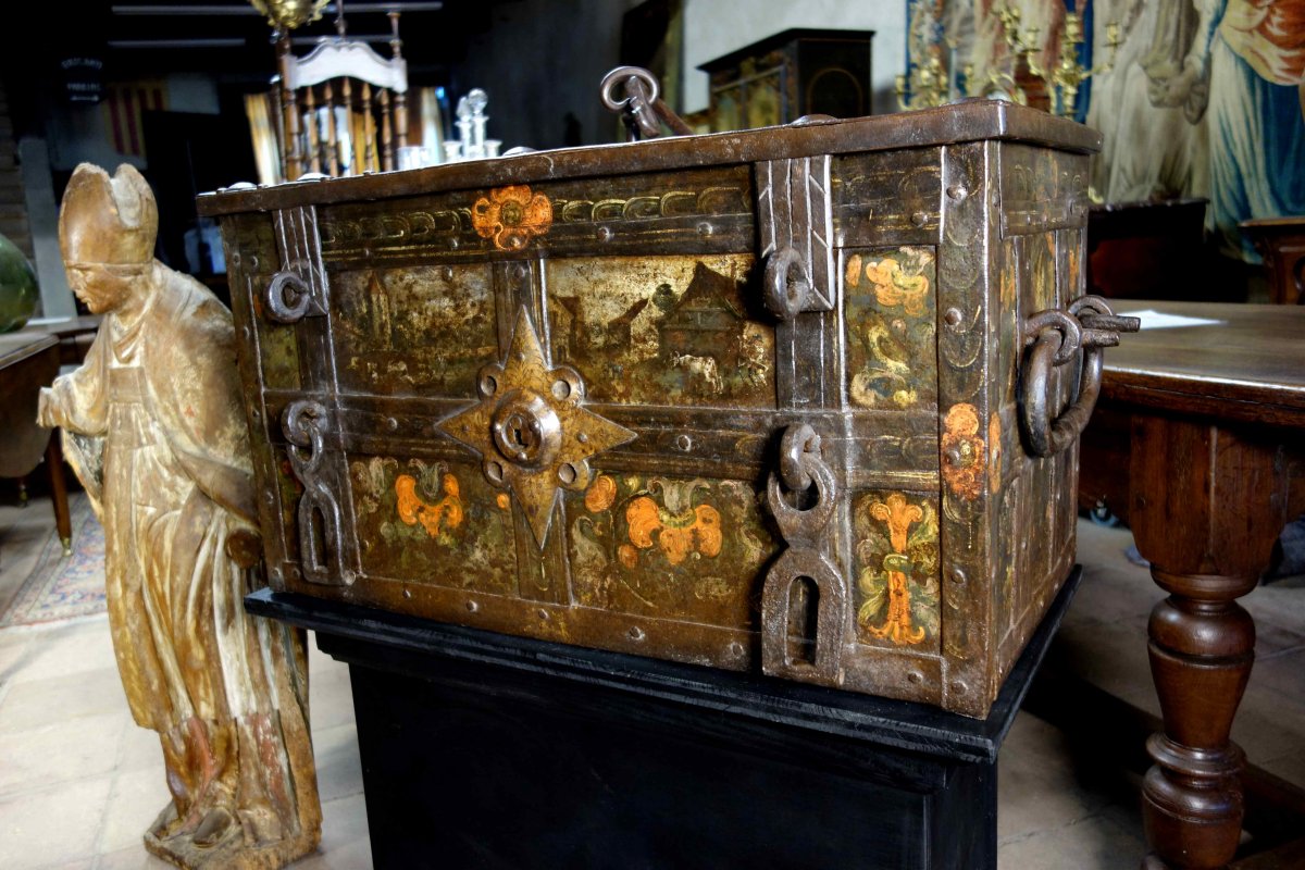 Nuremberg Polychromed Safe With Scenes Of Life, XVIIth-photo-4