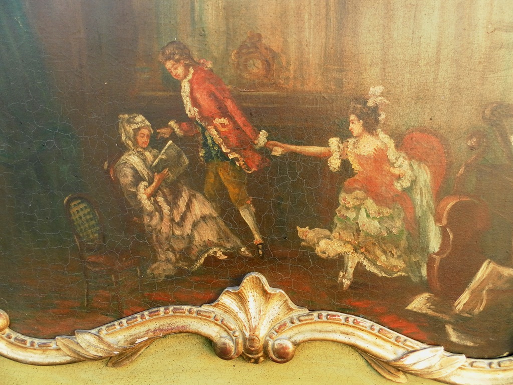Trumeau Louis XV, XIXe bois doré et huile sur toile-photo-4