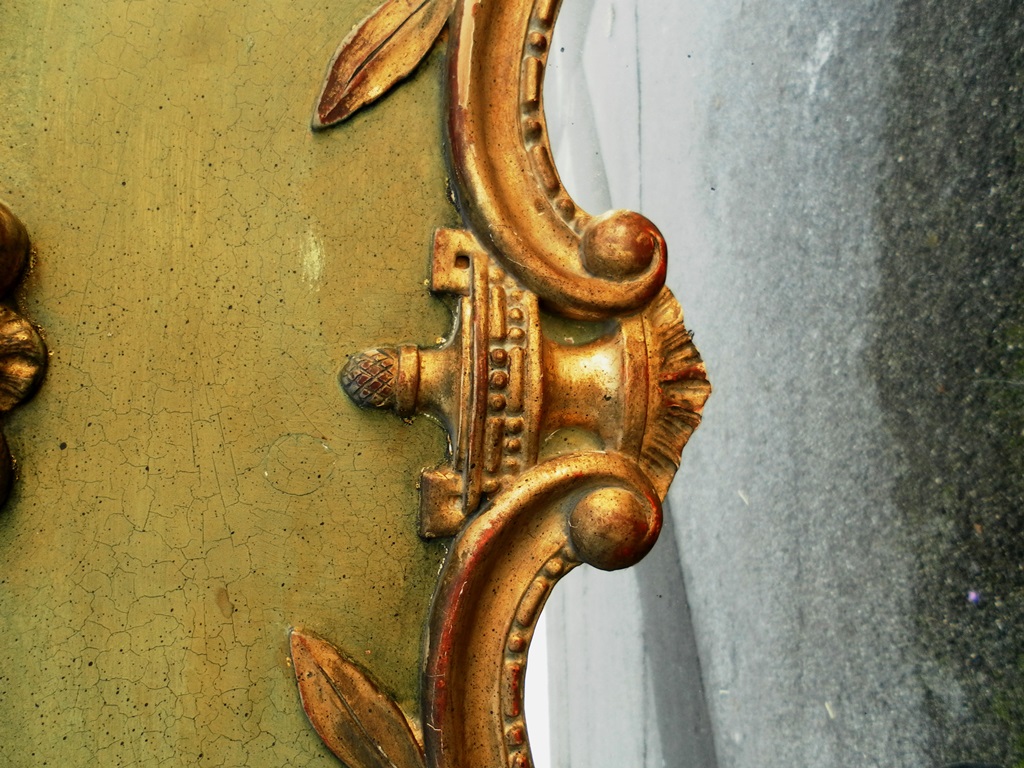 Trumeau Louis XV, XIXe bois doré et huile sur toile-photo-1