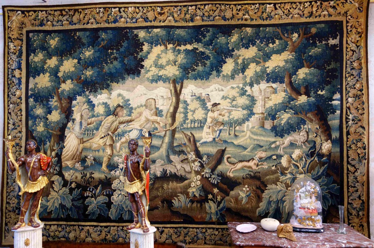 Grande Tapisserie D’aubusson « La Chasse Au Renard »-photo-5