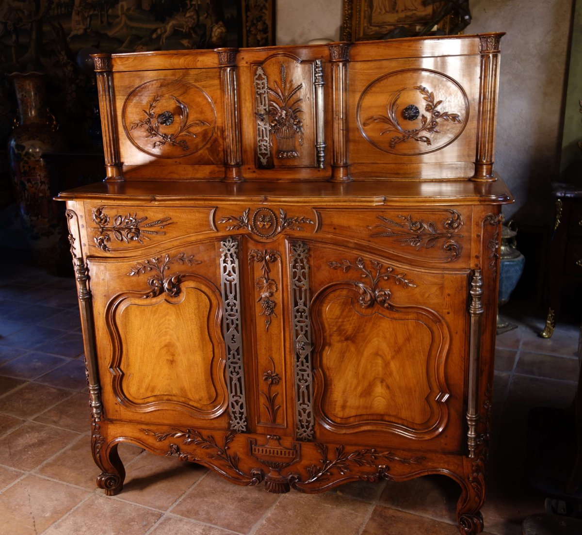 Buffet à Glissants Provençal Arlésien En Noyer, XVIIIe Siècle-photo-2