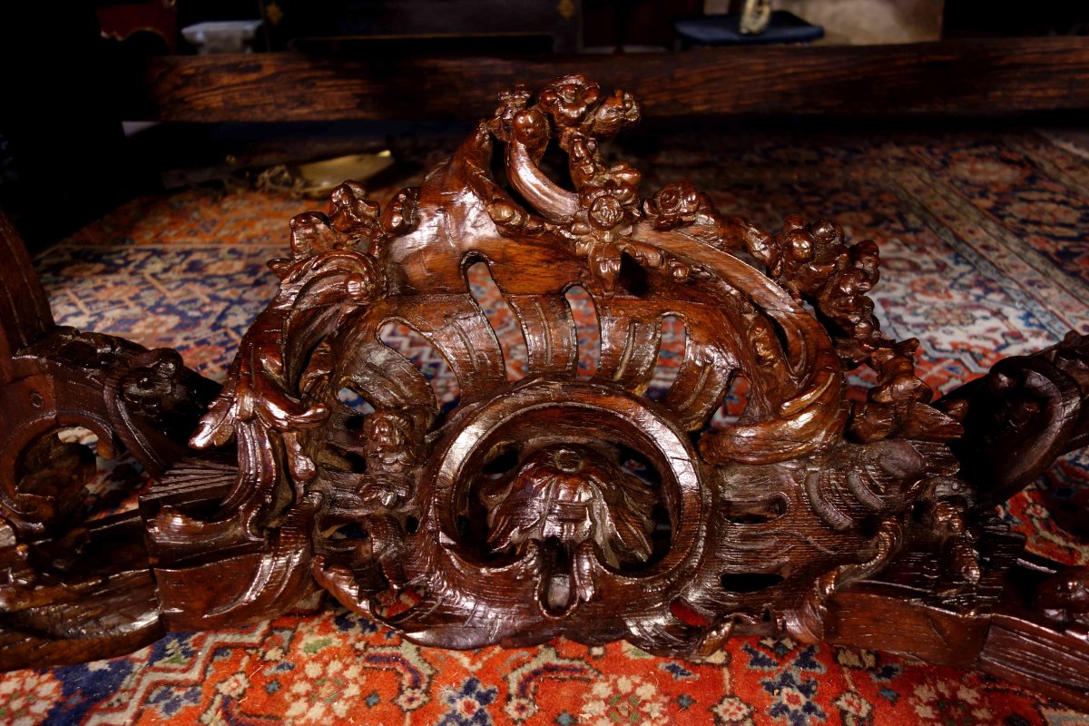 Louis XV Console In Oak Wood And Breche d'Alep Marble-photo-1