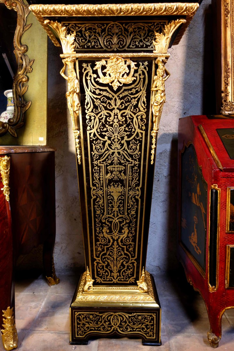 Important Cartel On Sheath In Boulle Marquetry: Protective Minerva Of The Arts, By Thuret-photo-6