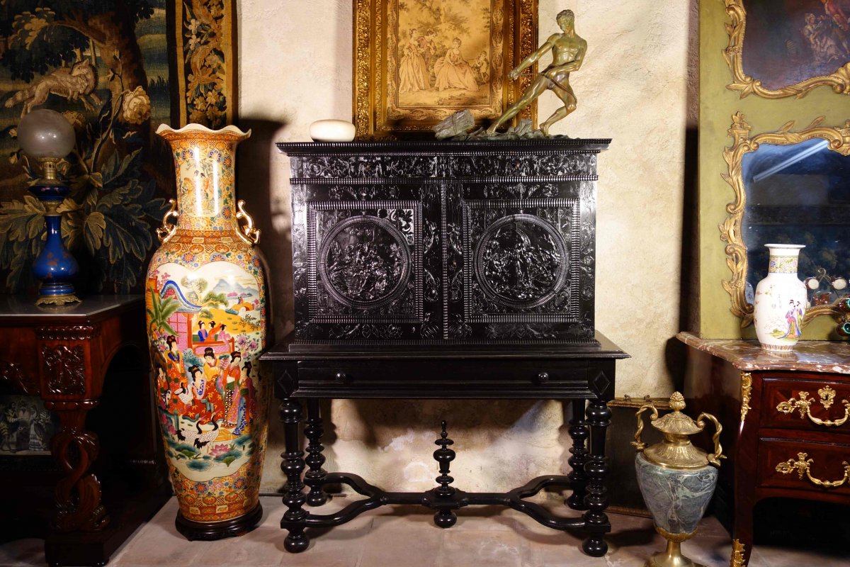 Ebony Cabinet With Scenes From The Holy Family, XVIIth Century-photo-2