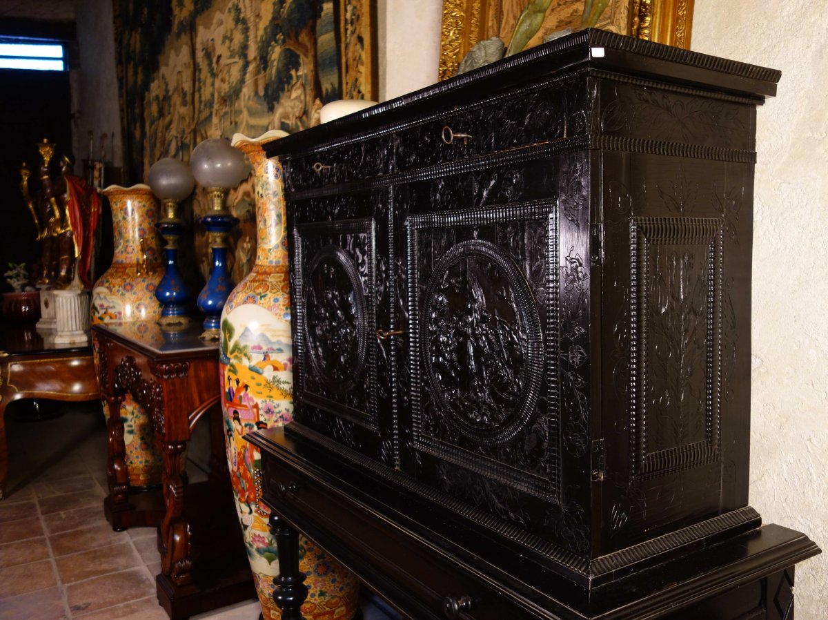 Cabinet d'ébène Aux Scènes De La Sainte Famille, XVIIe Siècle-photo-7