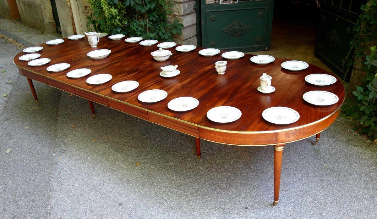 Grande Table De Banquet En Acajou Avec Poinçon De Jurande, XVIIIe, 4 Mètres-photo-6