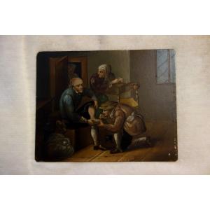 Painting On Copper In The Style Of Teniers