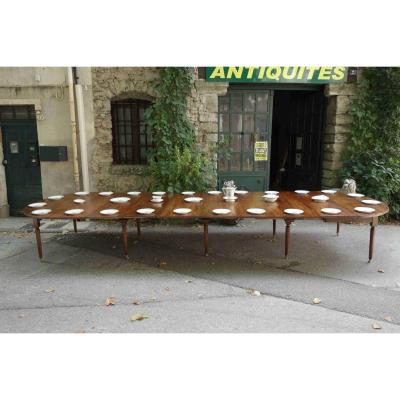 Table De Banquet à 10 Pieds Fuseaux En Noyer, 535 Cm