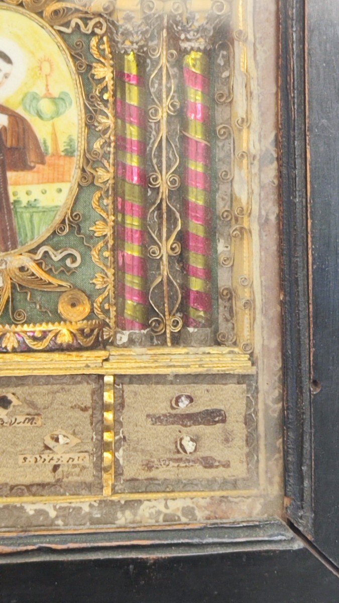 Ancien Reliquaire Avec Miniature Peinte De San Pasquale Baylon-photo-3