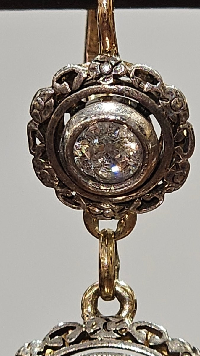 Boucles d'Oreilles Roses Antiques En Or Et Diamants -photo-2
